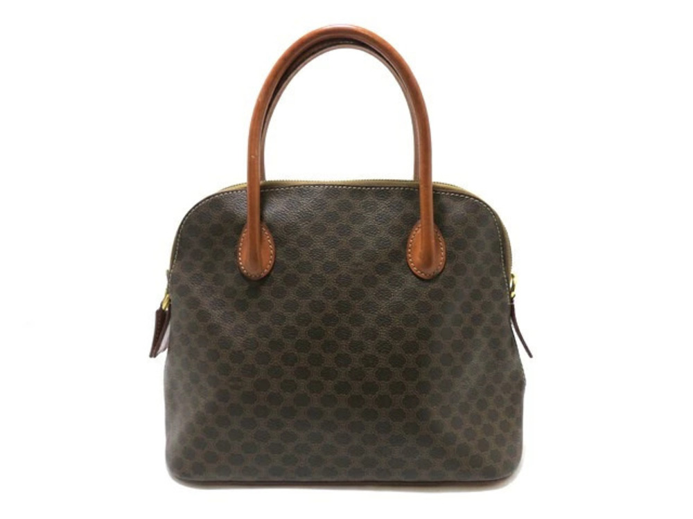 Celine Shoulder Handbag Macadam Dark Brown Calfskin